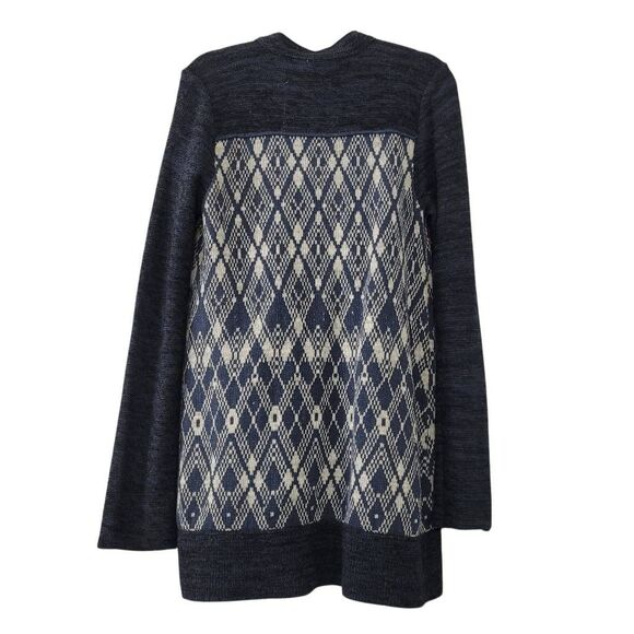 Free People We the Free Foxtrot Argyle Cardigan Sz‎ M Blue Cotton Wool Academia - Picture 2 of 7